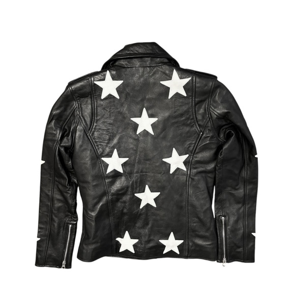 Shopperfiesta Zaylee Lambskin Leather Star Biker Jacket - Picture 6 of 8
